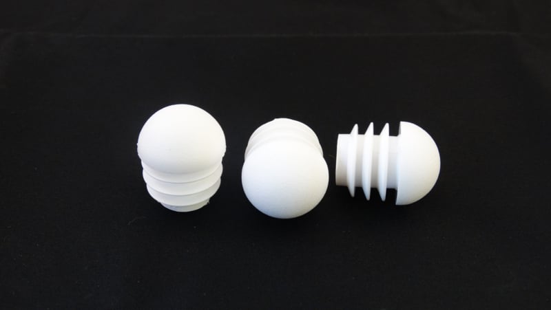 Bolkop inslagdop voor ronde buizen 25mm, wit