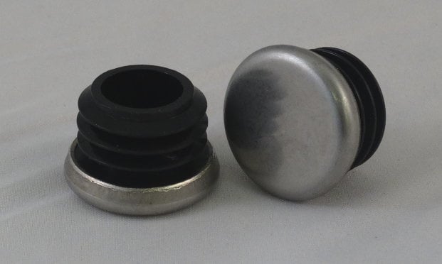 Round end cap with stainless steel glides, 25mm