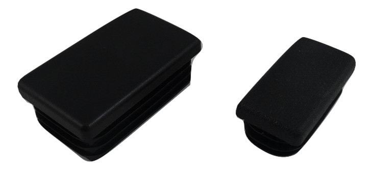 Drive-in cap, flat head, rectangular, 50x40mm, black (For thick-walled tubes)