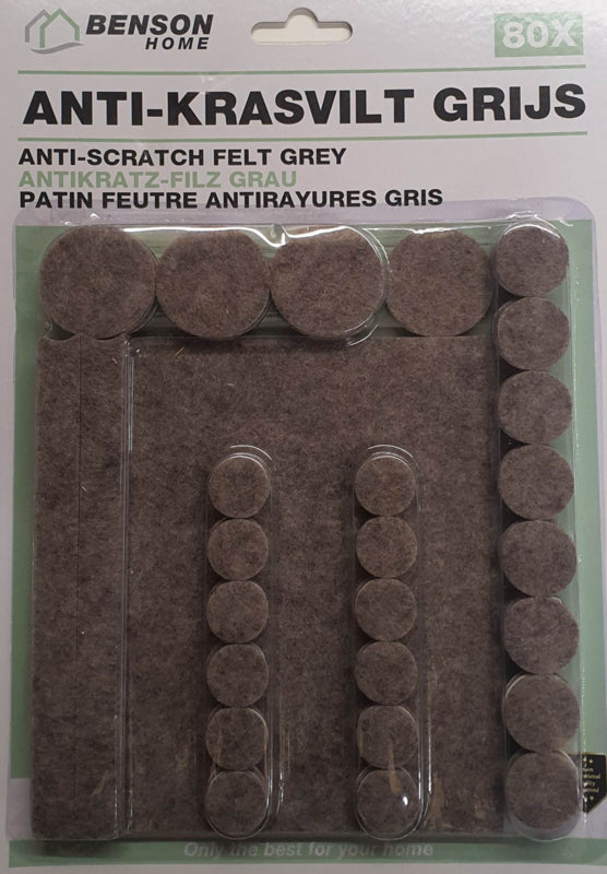 Assorted Anti-Scratch Felt Pads Grey (80 pcs)