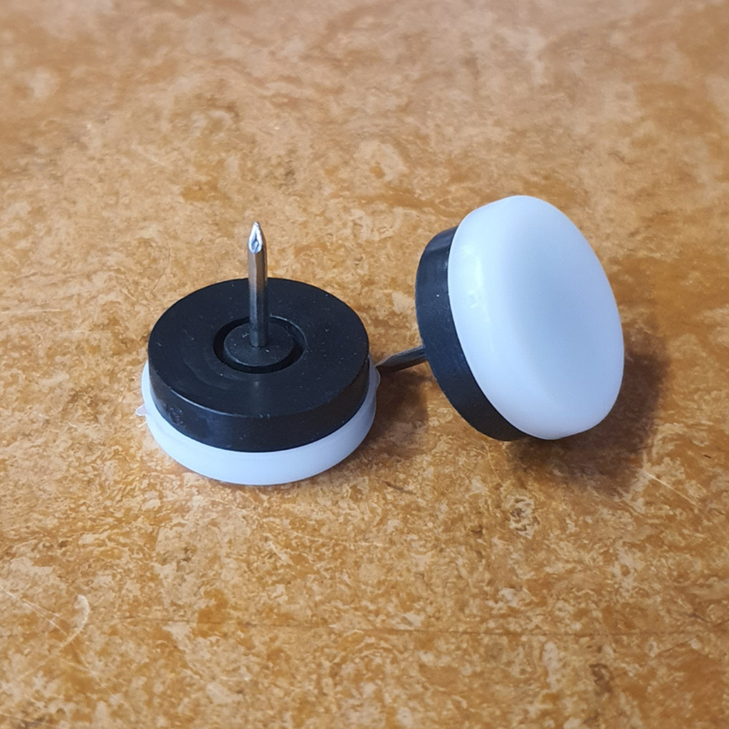 Glijnagel kunststof, 25mm, naturel (wit), met dempring