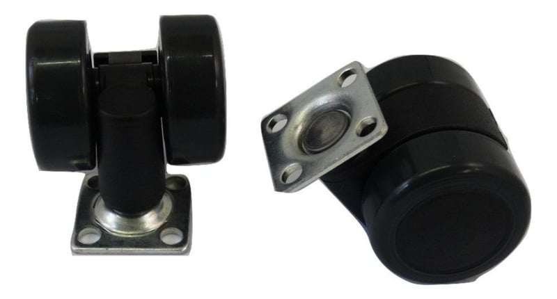 Swivel casters with bolt-on plate 28x28mm