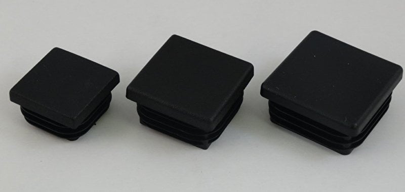 Insteekdop, vierkant, platkop, 15x15mm, zwart
